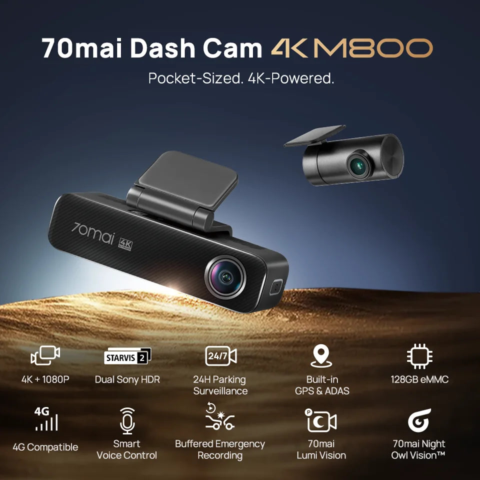 4K камера за кола с 128GB памет, GPS, ADAS и 24-часова охрана при паркиране