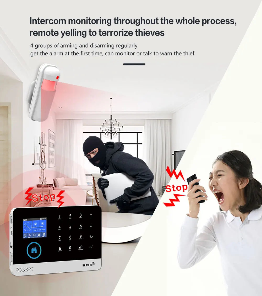 PGST home alarm system, door detector, outdoor solar alarm, door and window/motion sensor, 433MHz, GSM, wireless, anti-theft