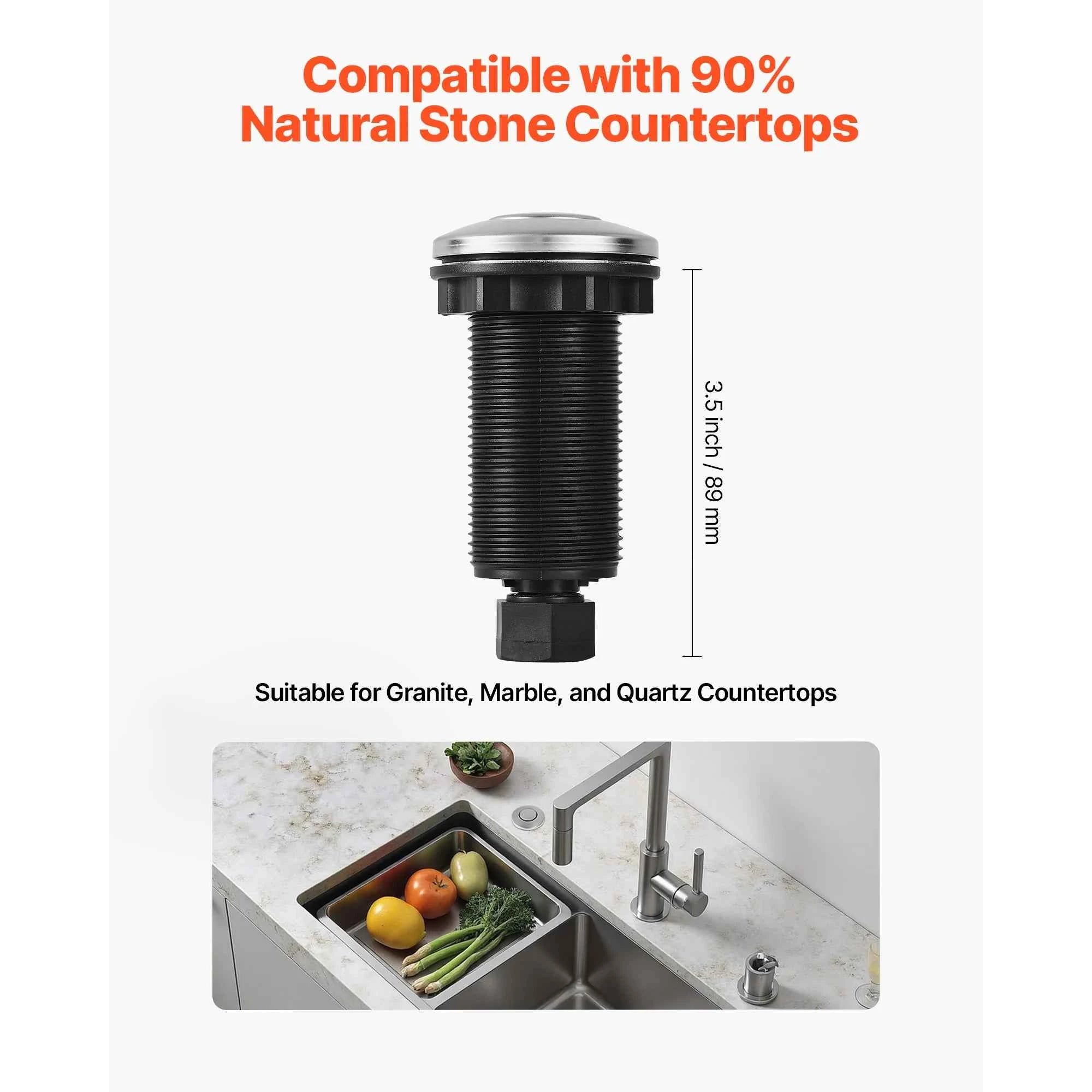 SucceBuy Garbage Disposal Air Switch Kit Dual Outlet Sink Top Air Switch for Food Waste Disposal Stainless Steel ON/OFF Button