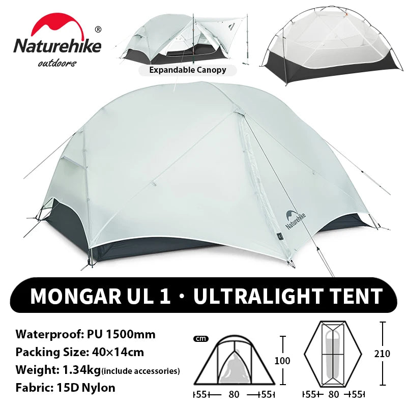 Ultralight 2-Person Waterproof Trekking Tent 20D Nylon 1.8kg