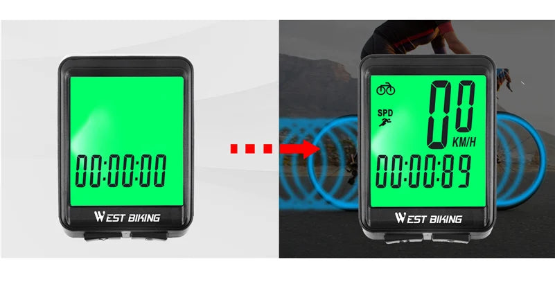 WEST BIKING Bicycle Wireless Computer MTB Road Bike Odometer Waterproof With Backlight Cycling Speedometer LED Rate Stopwatch
