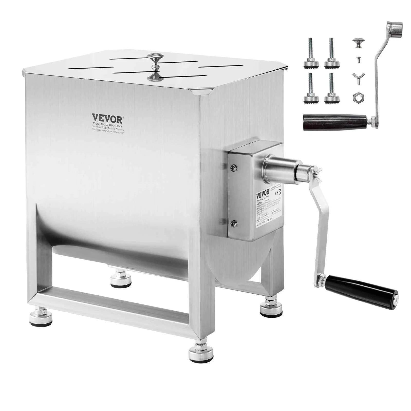 SucceBuy Manual Meat Mixer 10-60L Tank Meat Processing Equipment(Mixing Max 60LBS ) with Lid Handle Gear Reducer Hand Mixer