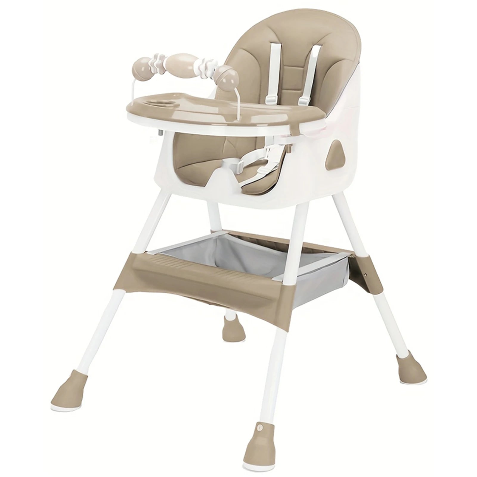 Foldable Baby High Chair with Tray and Toy Rack