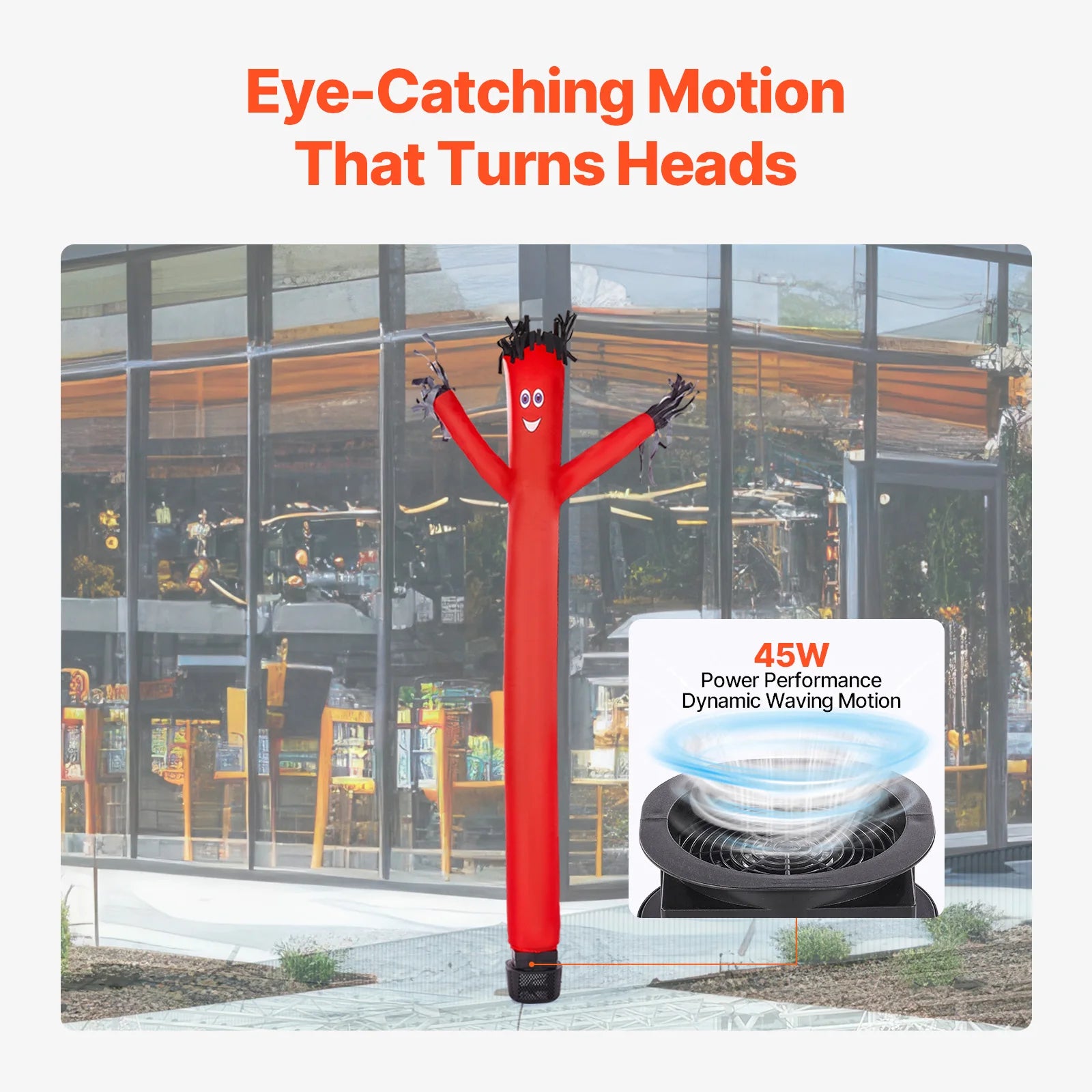 SucceBuy Inflatable Tube Man Set 6/20ft Tall with 1/15 / 1 HP Blower PP Shell IPX3 Waterproof Blower Fan for Outdoor Advertising