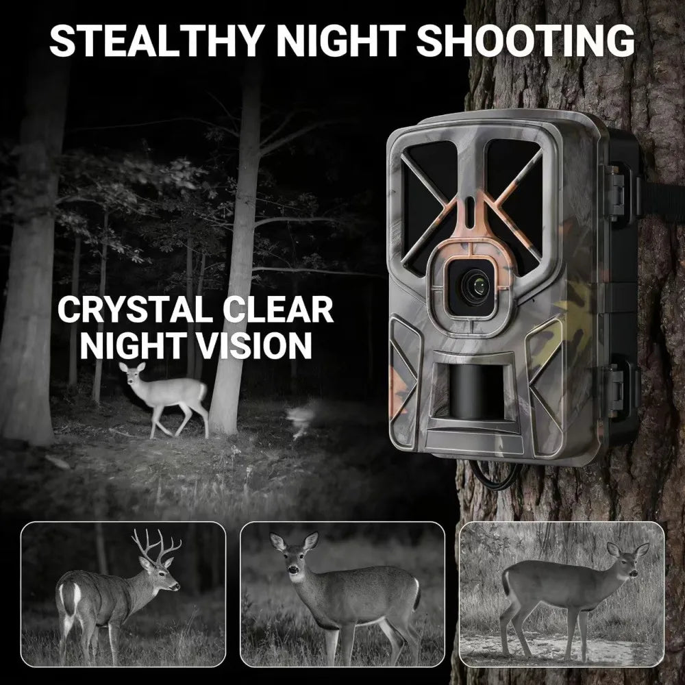 Caméra de trail 50MP 4K extérieure, vision nocturne, LEDs IR 940 nm, IP66 étanche, monitorage pour repérage, chasse, faune