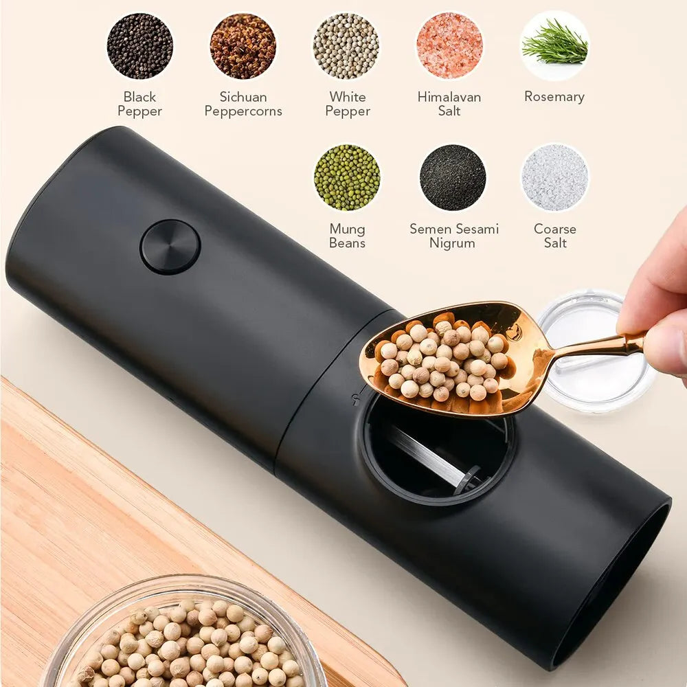 Electric Salt or Pepper Grinder with Adjustable Ceramic Burr