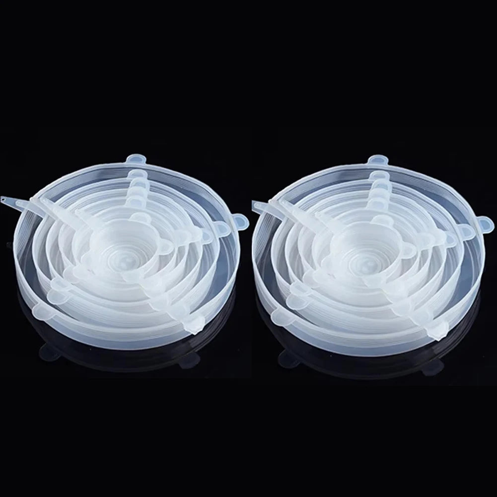 6 Pcs Silicone Cover Stretch Lids for Kitchen Microwave Food Covers Bowl Caps Elastic Silicone Lid Cap Universal Adaptable Lids