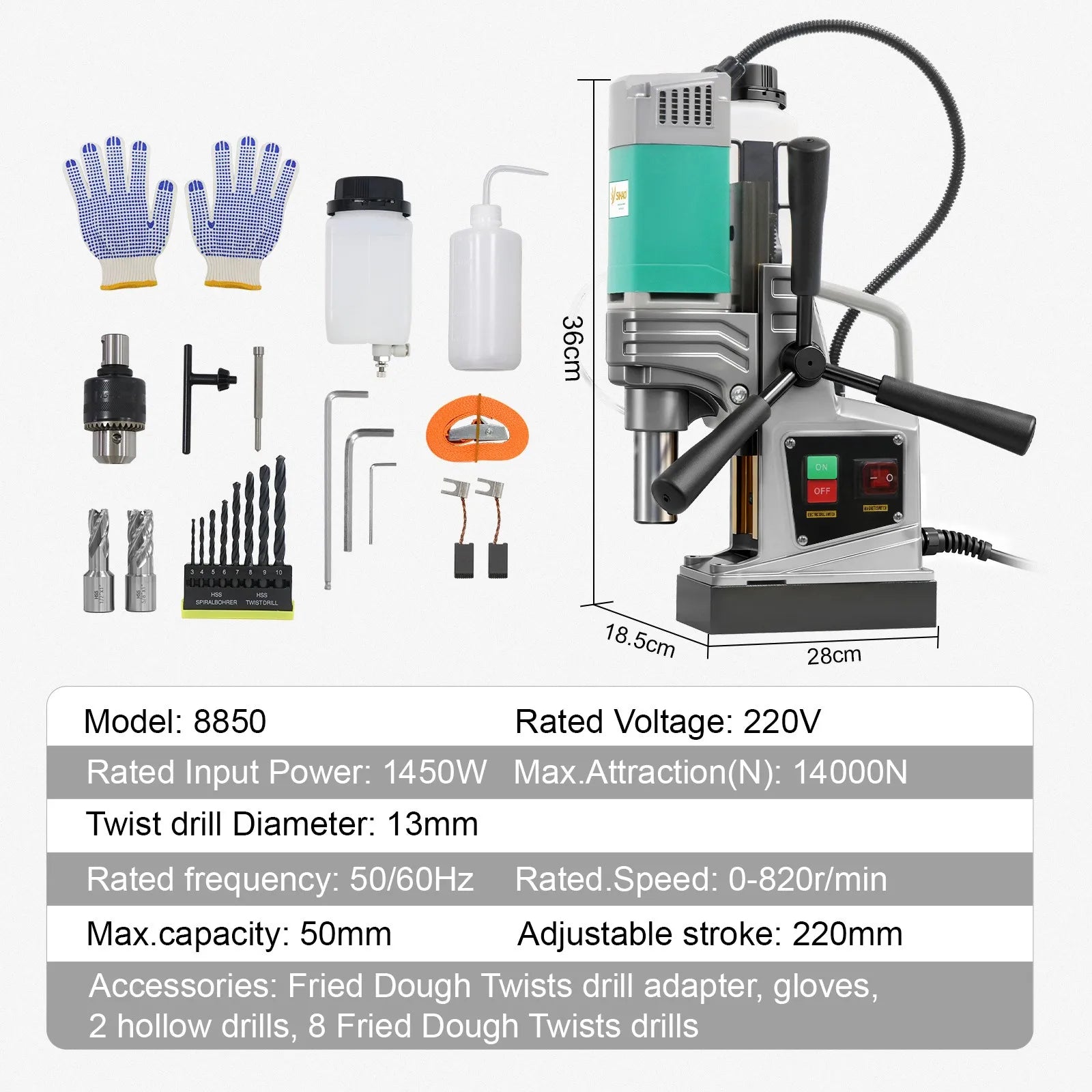 Magnetic Drill Press 1450W/1550W with 10-Speed Control & Strong Base