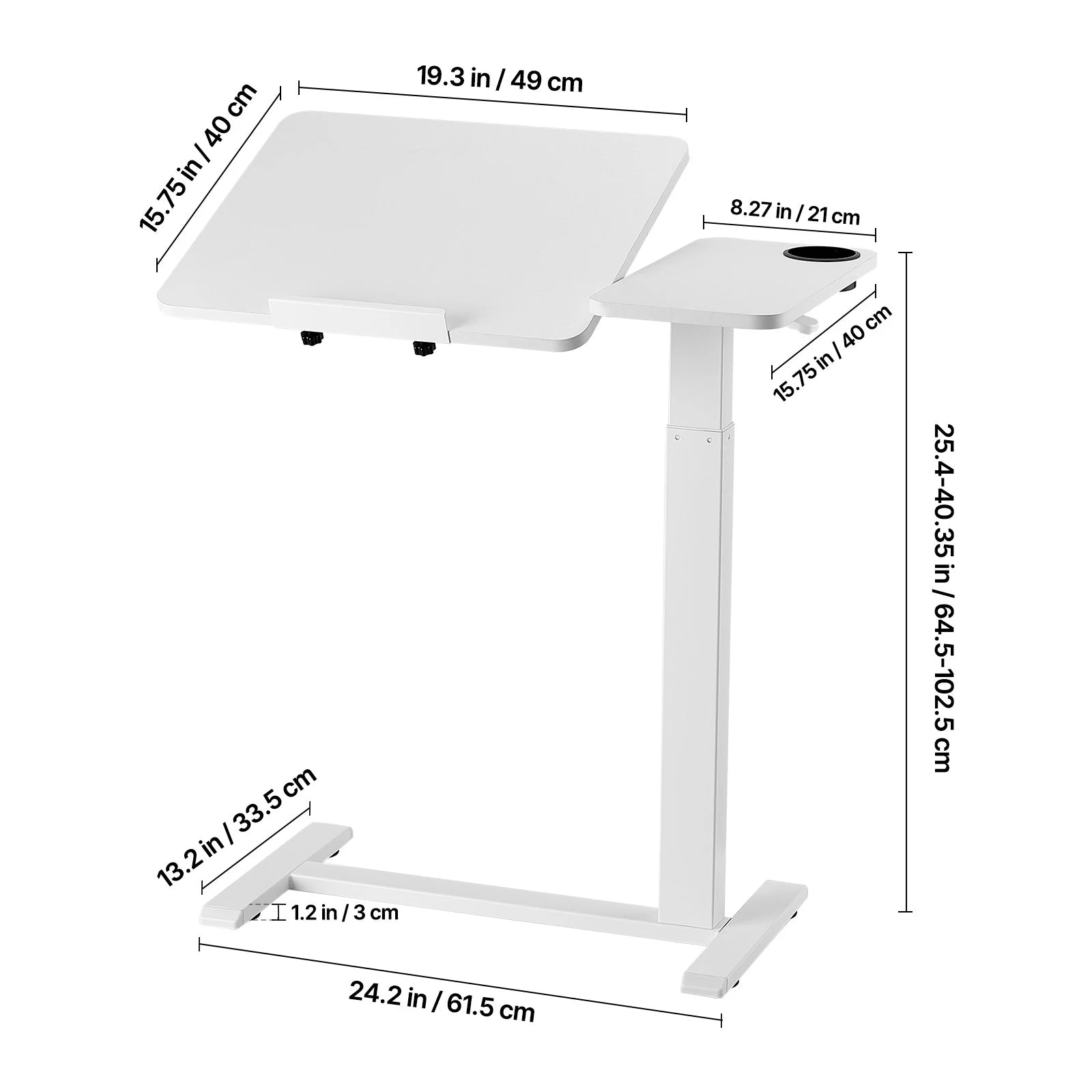 Adjustable Overbed Table with Wheels & Tilt Top for Bedside Work