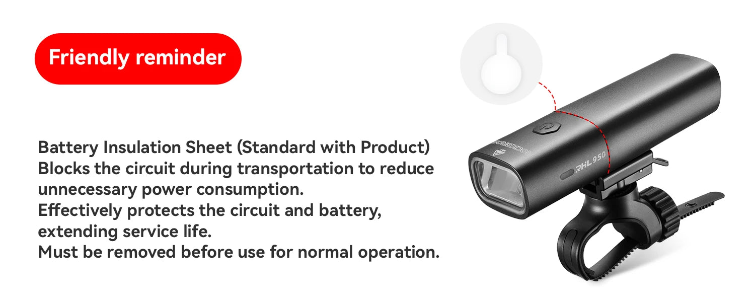 950LM USB Rechargeable Bike Headlight with IPX6 Waterproof