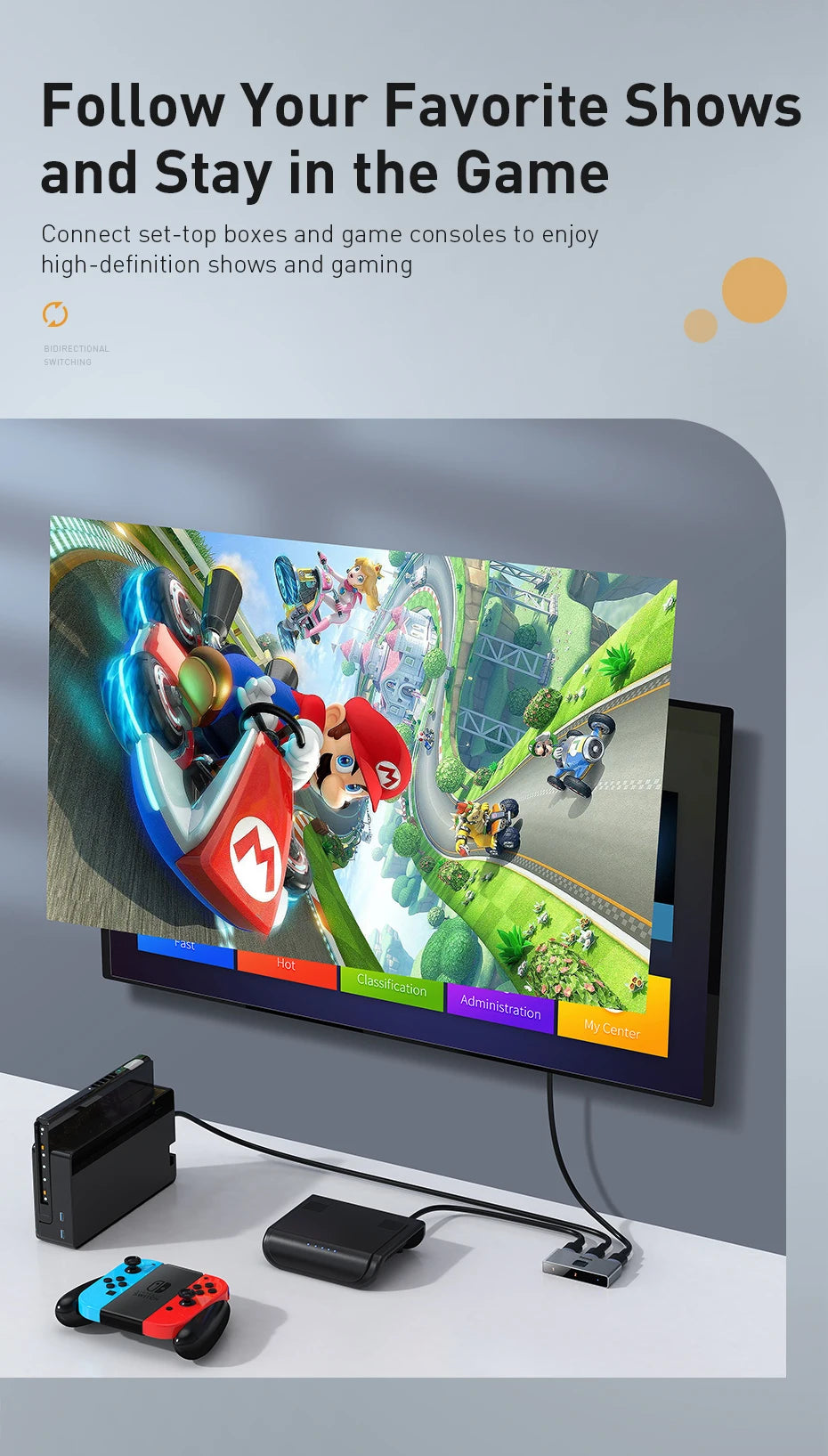 4K HDMI prepínač obojsmerný 2-v-1 rozdeľovač pre TV, PS4, PC