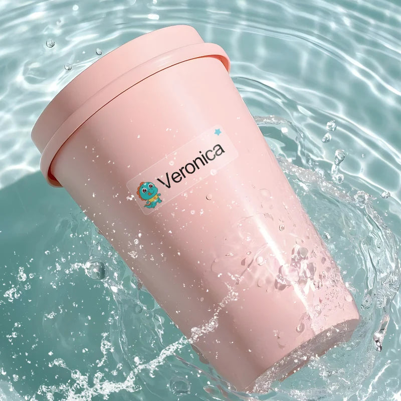 Custom Waterproof Transparent Name Stickers - Personalized Multilingual Labels for Kids School Supplies (Hebrew/English/Spanish)