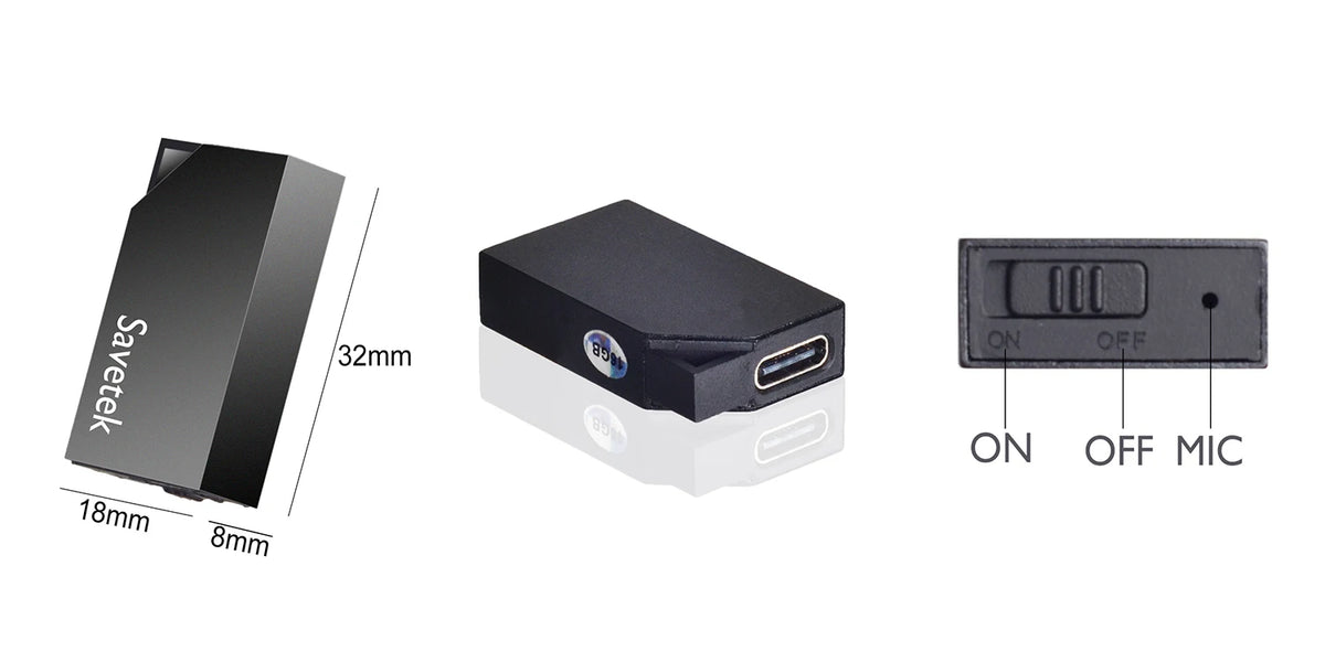 Savetek Mini USB Pen Voice Activated 8GB 32GB 64GB Digital Audio Voice Recorder 192Kbps Recording WAV