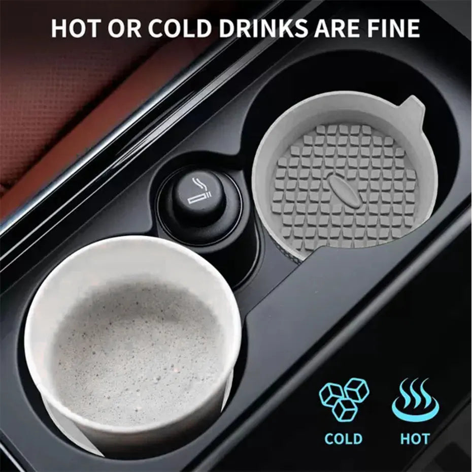 SEAMETAL 2Pcs Car Cup Coasters Non-Slip Silicone Cup Cushion Waterproof Washable Vehicle Coaster Auto Drink Holder Bottom Mat