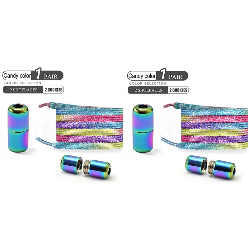 1Pair/2Pairs/4Pairs No Tie Shoe Laces Colorful Buckle Shoelaces Pearl Light Colorful Fashion Without Ties Elastic Laces Sneaker