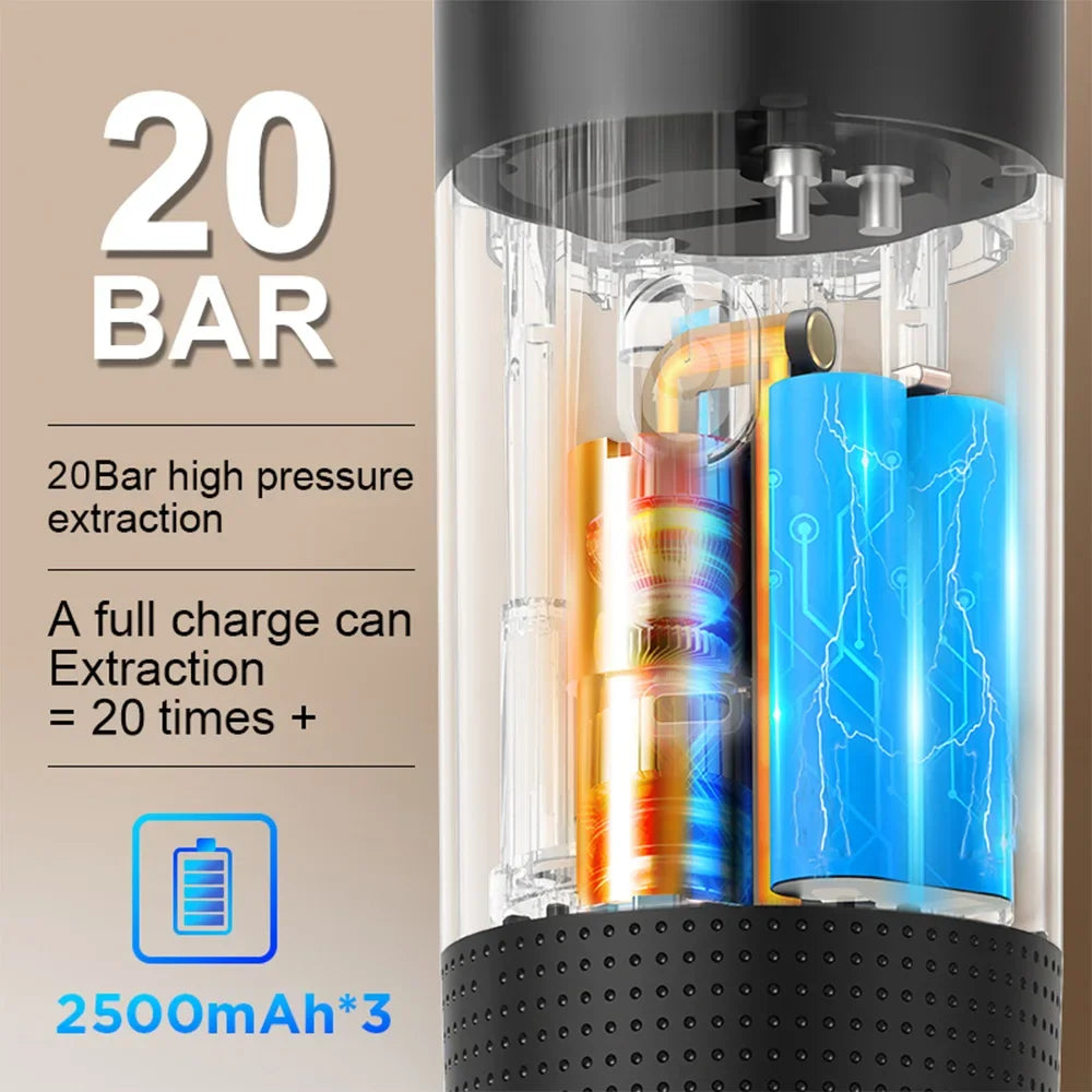 Portable Rechargeable Espresso Maker for Capsules & Ground Coffee
