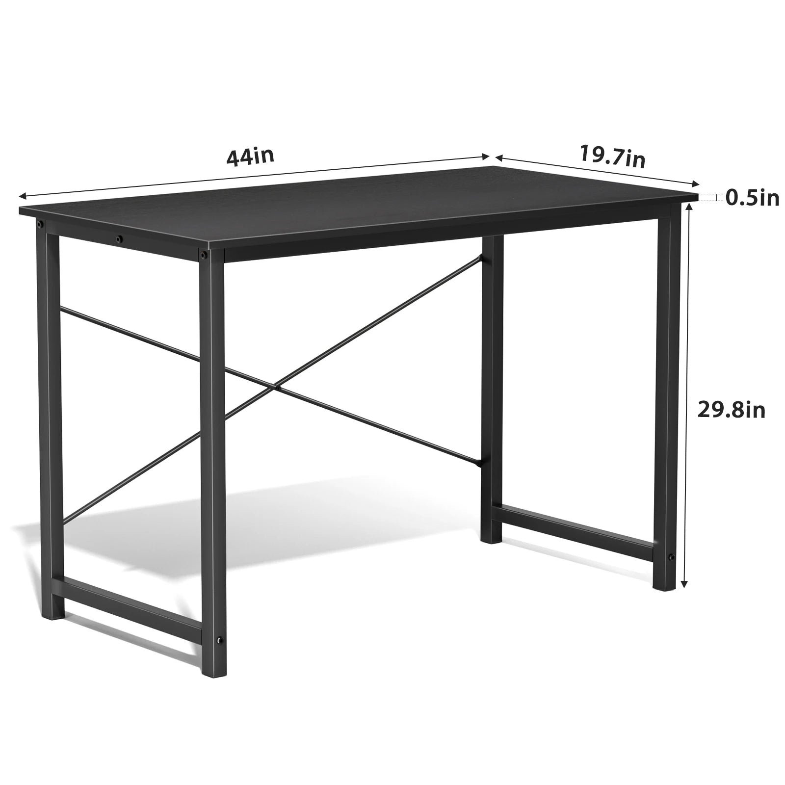 Modern Compact Computer Desk with Metal Frame & Wood Top