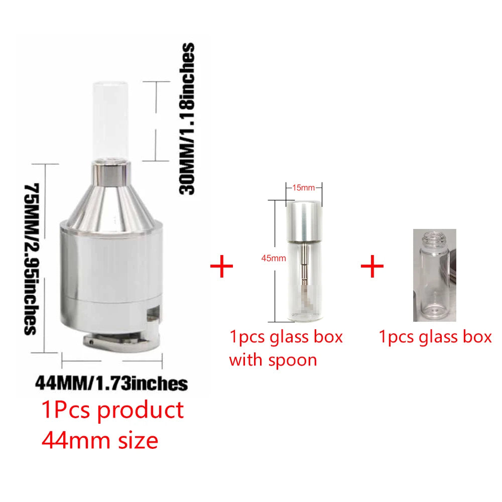 Metal Herb Grinder 44 mm and 56 mm with Spoon and Bottle