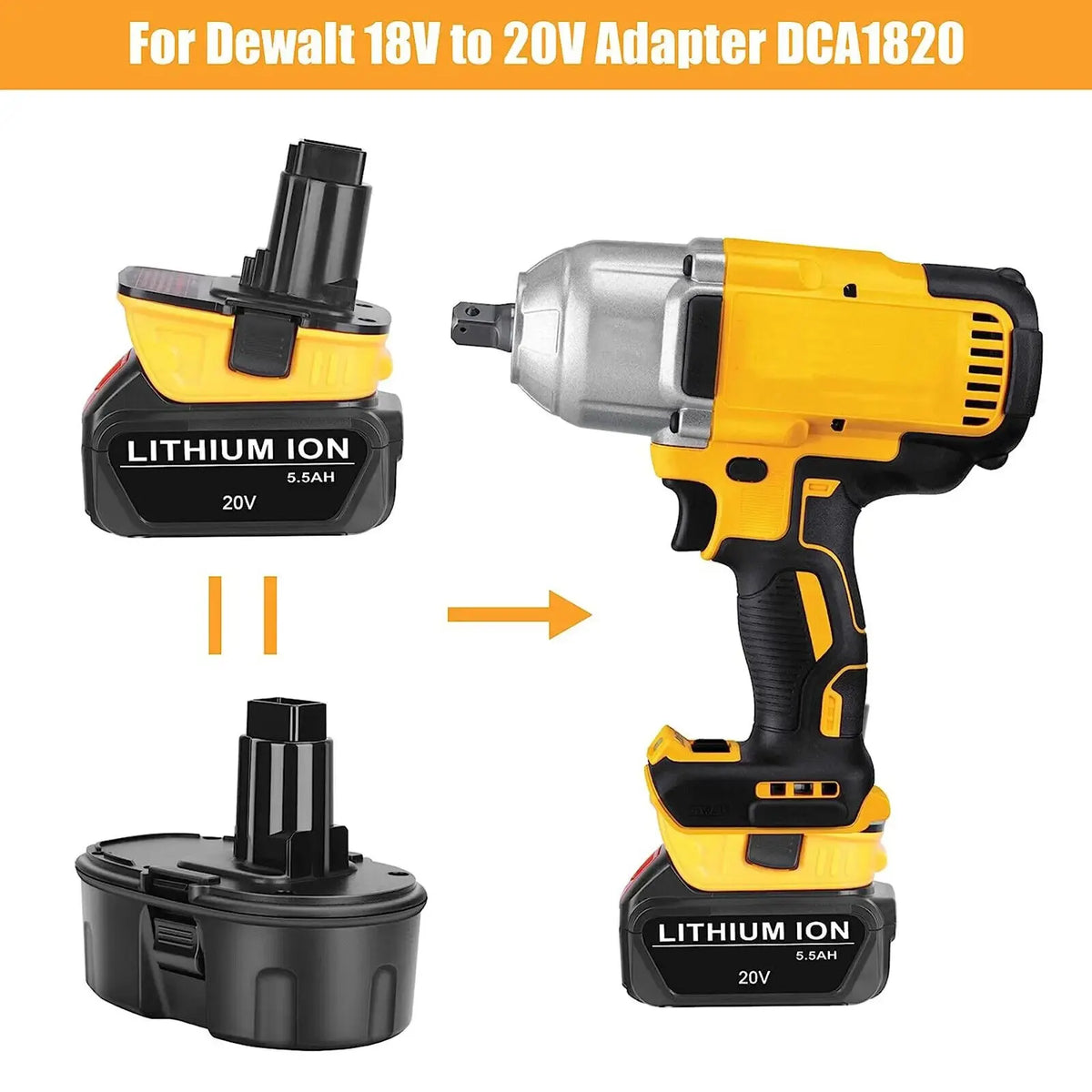 Adaptér DCA1820 pro 20V akumulátory a nářadí DeWalt 18V
