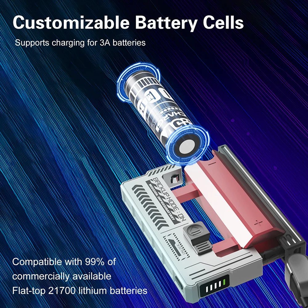 Solderless 21700 Power Bank Case with Detachable USB-C Cable