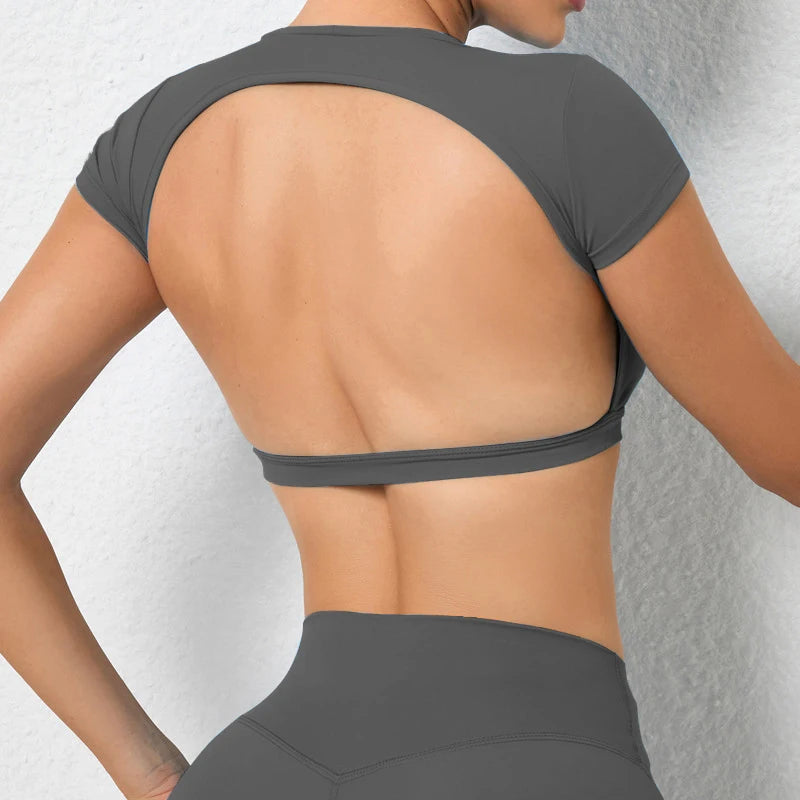 Top crop fără spate, elastic, pentru antrenament