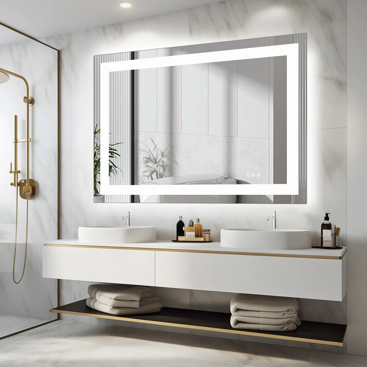36x24 LED Bathroom Vanity Mirror with Anti-Fog & Adjustable Lighting