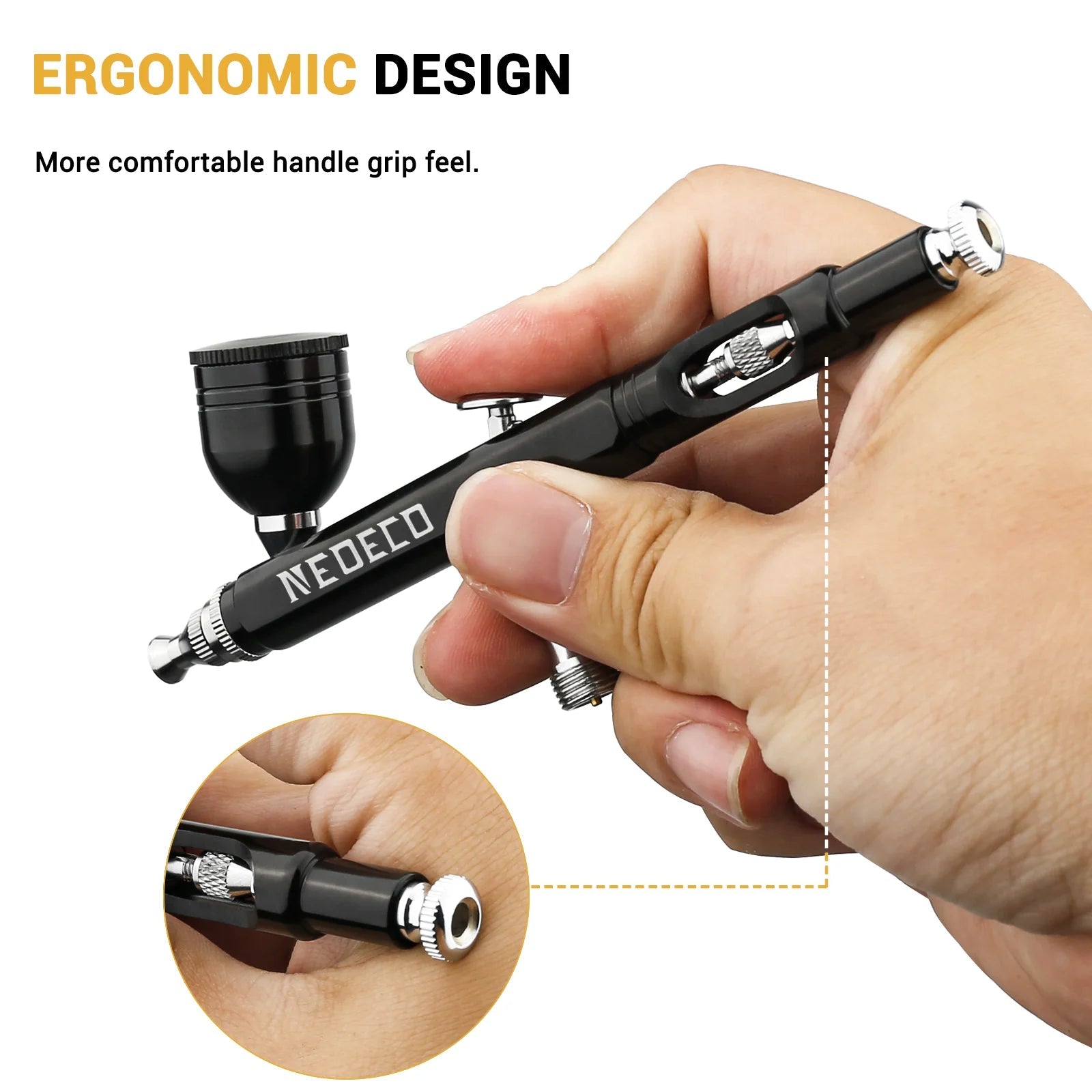 Neoeco 30PSI Airbrush Kit, Dual-Action Multi-Function Portable Airbrush Set Noise-reducing Compressor for Painting Cake Model