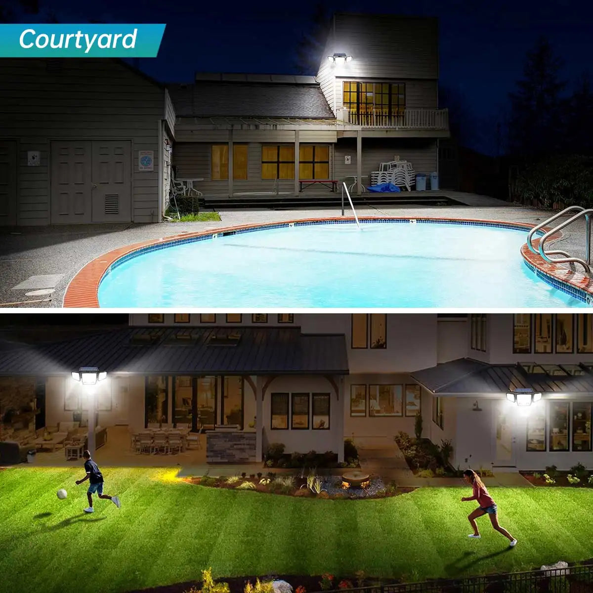 Solar Lights Outdoor Waterproof Super Bright Cordless Solar Motion Sensor Light 3 Adjustable Heads 270° Wide Angle Illumination
