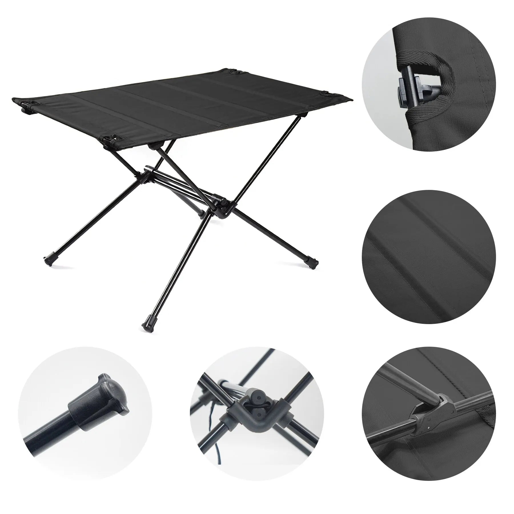 Camping Folding Table with Aluminum Alloy Frame and Roll-Up Top