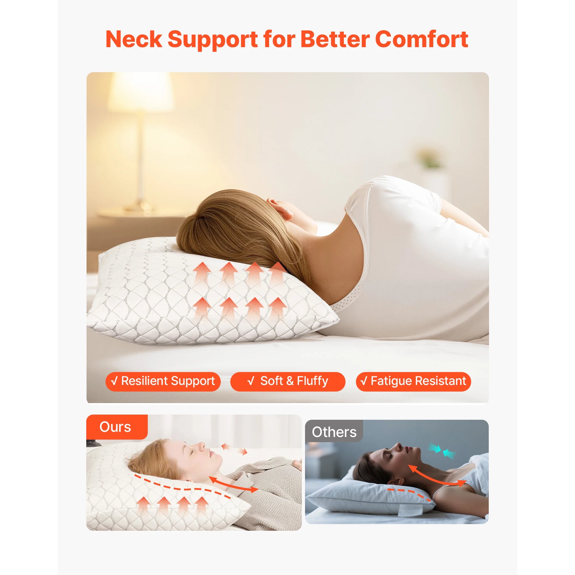 Almohada ajustable de espuma viscoelástica para cama, para soporte y comodidad del cuello