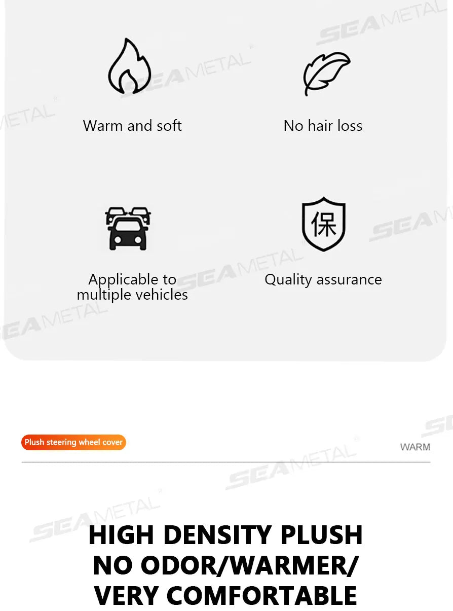 SEAMETAL Winter Steering Wheel Cover Shell Thicken Plush Warm Steering Protector Anti Scratch Car Steer Wheel Cover Non-Slip