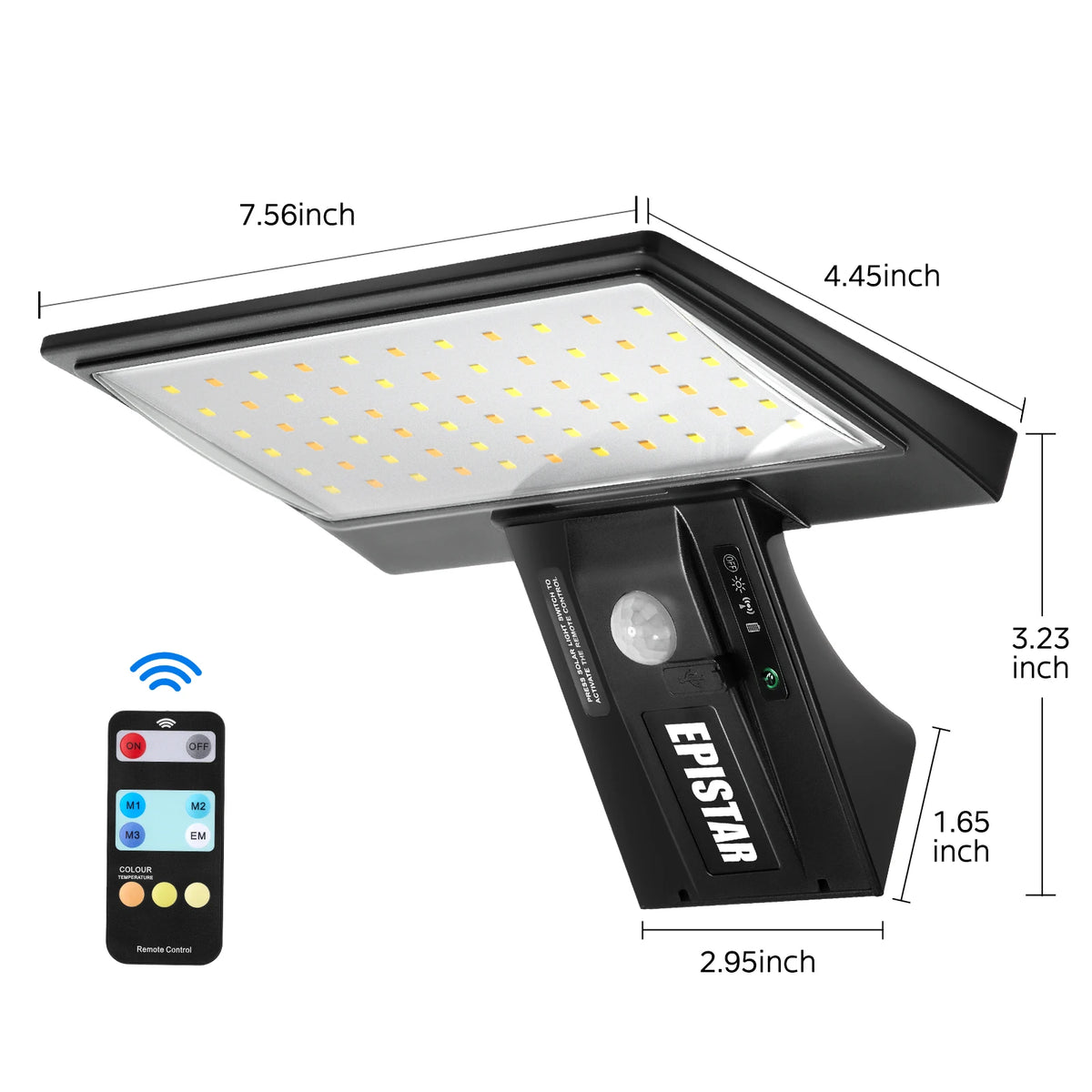 90-LED solcelled floodlys med tre farger