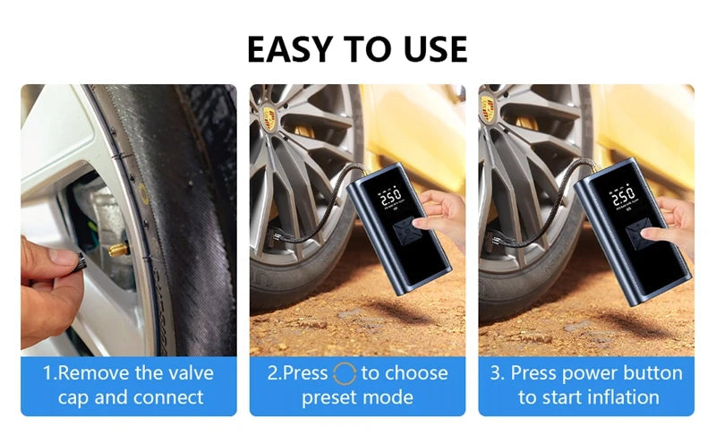 LEIBOO Portable Air Compressor for Car Tires Fast Air Pump Tire Inflator Accurate Pressure Air Pump for Motorcycle Bicycle Ball