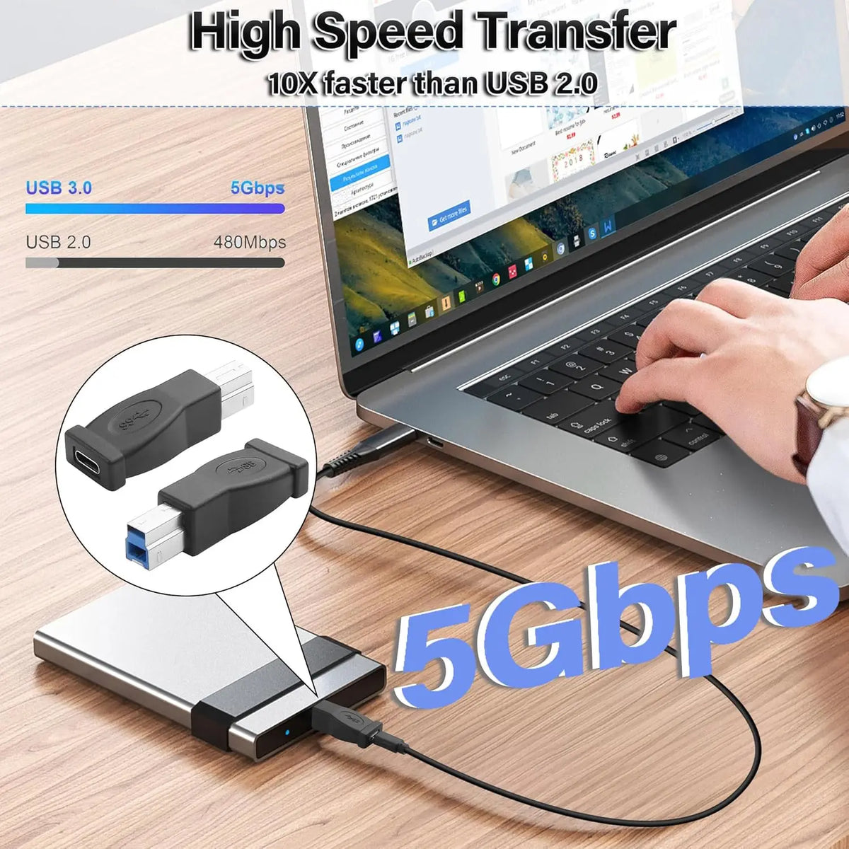 USB-C Female to USB 3.0 Type-B Male Adapter
