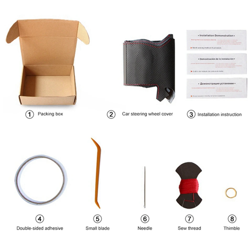 Car Steering Wheel Braid Cover Black Artificial Leather For Volkswagen VW Golf 7 Mk7 Touran Up New Polo Jetta Passat B8 Tiguan