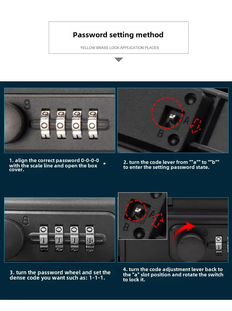 Portable Outdoor Lockbox with Cable & Code for Keys and Valuables