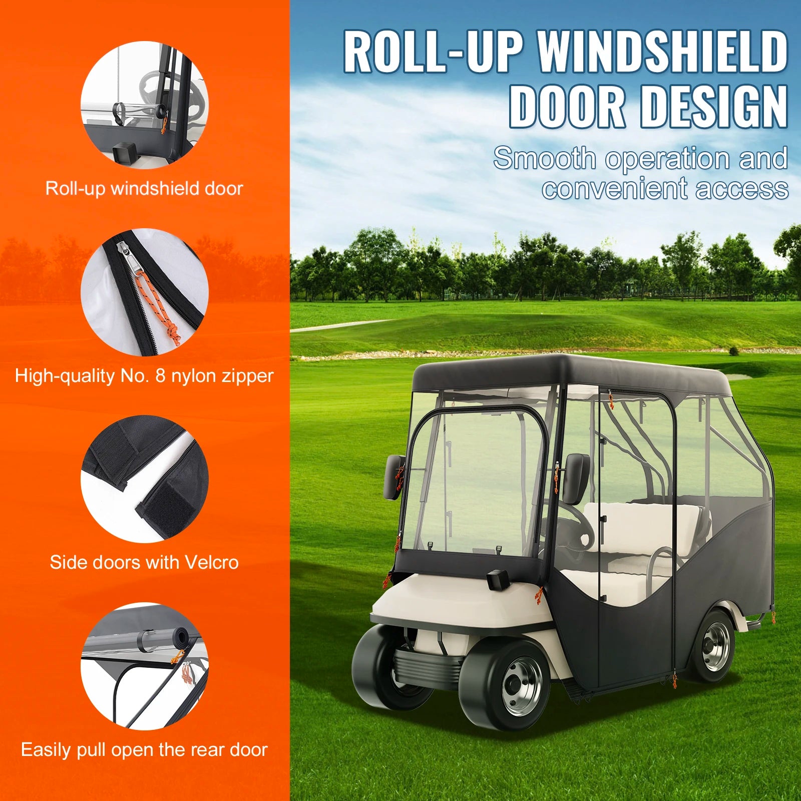 4 Kişilik Golf Aracı Kılıfı Şeffaf Pencereli Hava Koşullarına Dayanıklı Örtü