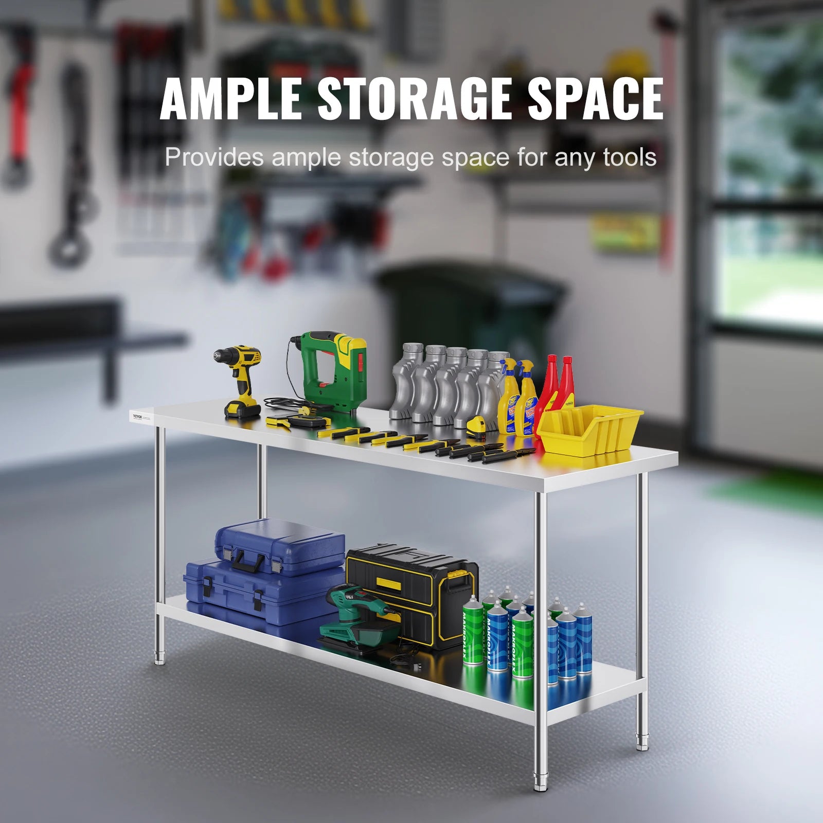 Stainless Steel Prep Table with Adjustable Shelf for Kitchen Use