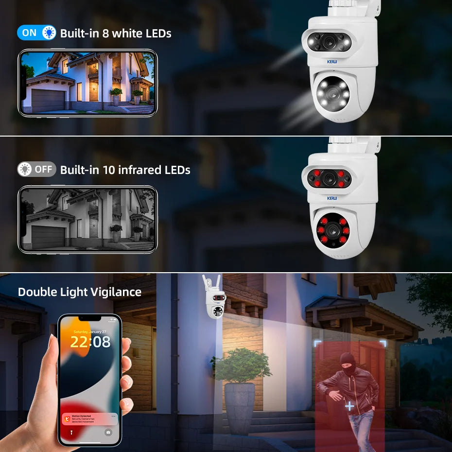 Outdoor 10MP 5K HD Dual Lens WiFi PTZ Security Camera