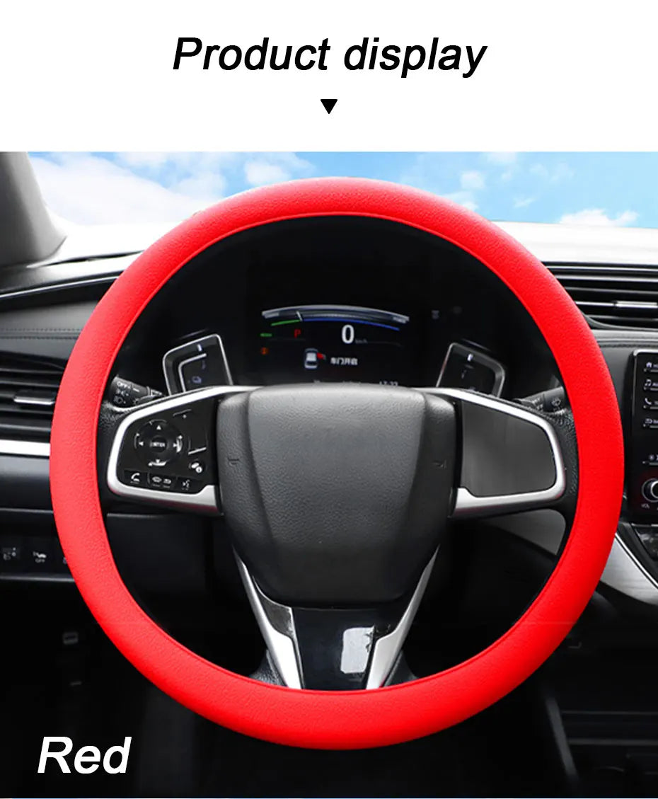 SEAMETAL Silica Gel Steering Wheel Cover Full Surrounded Elastic Car Steer Wheel Protector Anti Slip Universal for 33cm-40cm