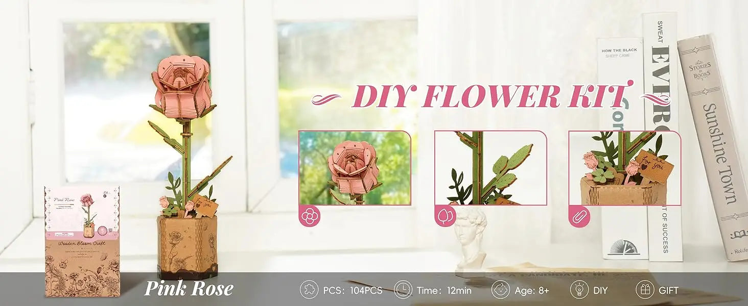 Robotime Kit di Artigianato Bouquet di Fiori Puzzle 3D in Legno