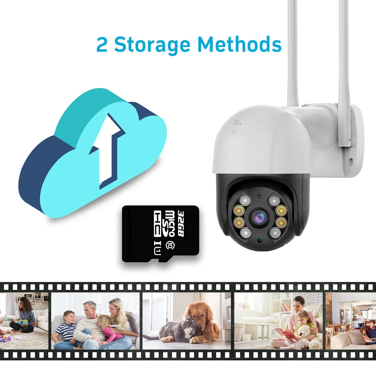 4K 8MP PTZ WiFi IP Camera Outdoor 4X Digital Zoom AI Human Detection