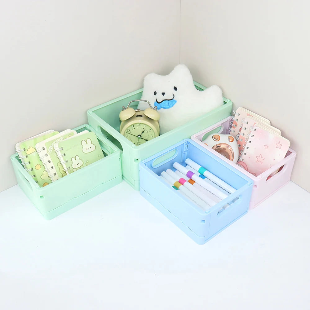 Foldable Plastic Storage Basket, Size and Style Options