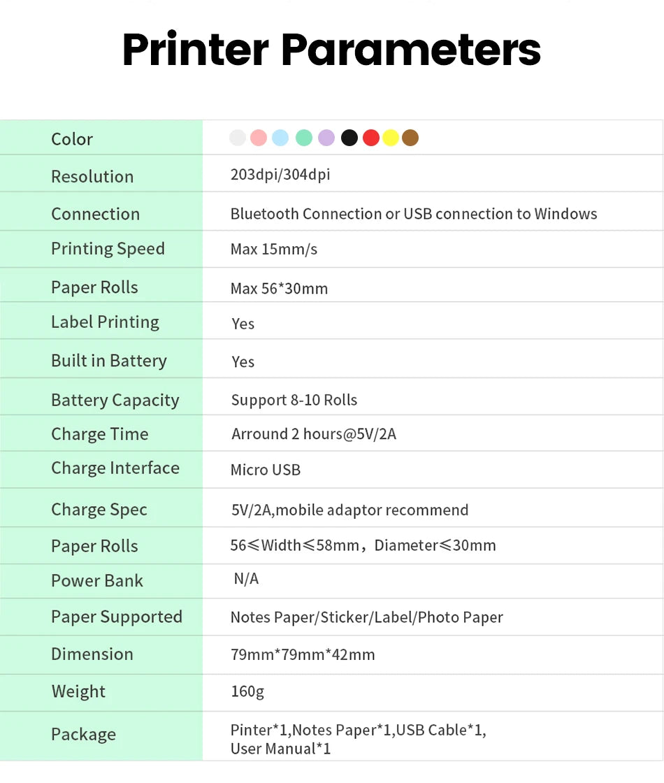7 Colors Peripage A6 304DPI Mini Photo Printer Notes Sticker Label Printing Machine Bluetooth Portable Wireless Printer Marker