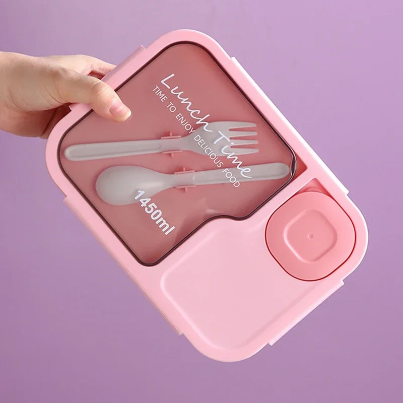 Caixa de almoço bento portátil com garfo e colher