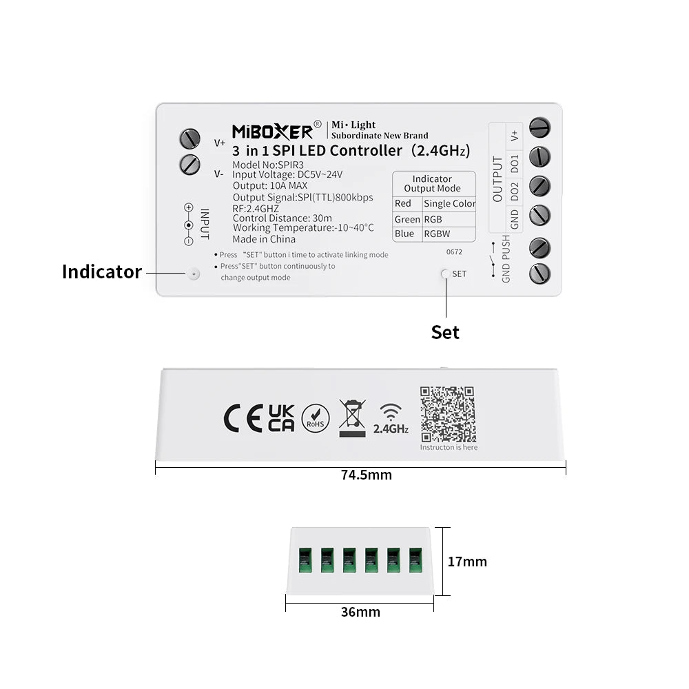 SPI Pixel LED Controller - SPIR3, B6 and C6 Options