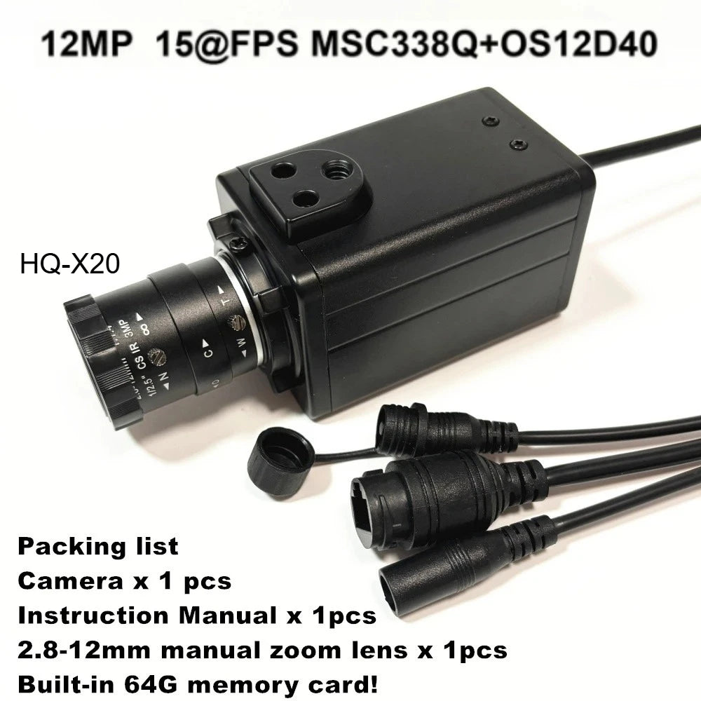 Câmara IP com Fio de 12MP, Lente 5-50mm e Cartão de 64G