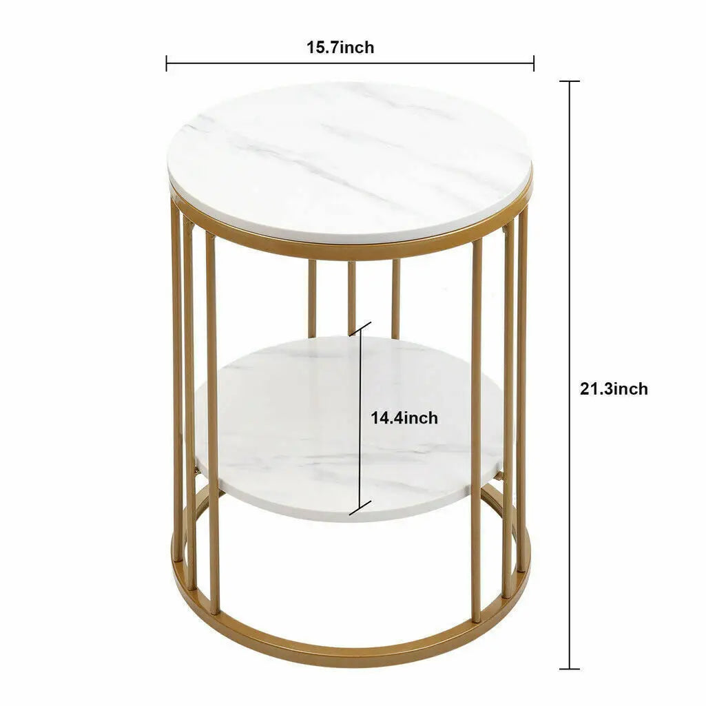 2‑Tier White Marble Side Table
