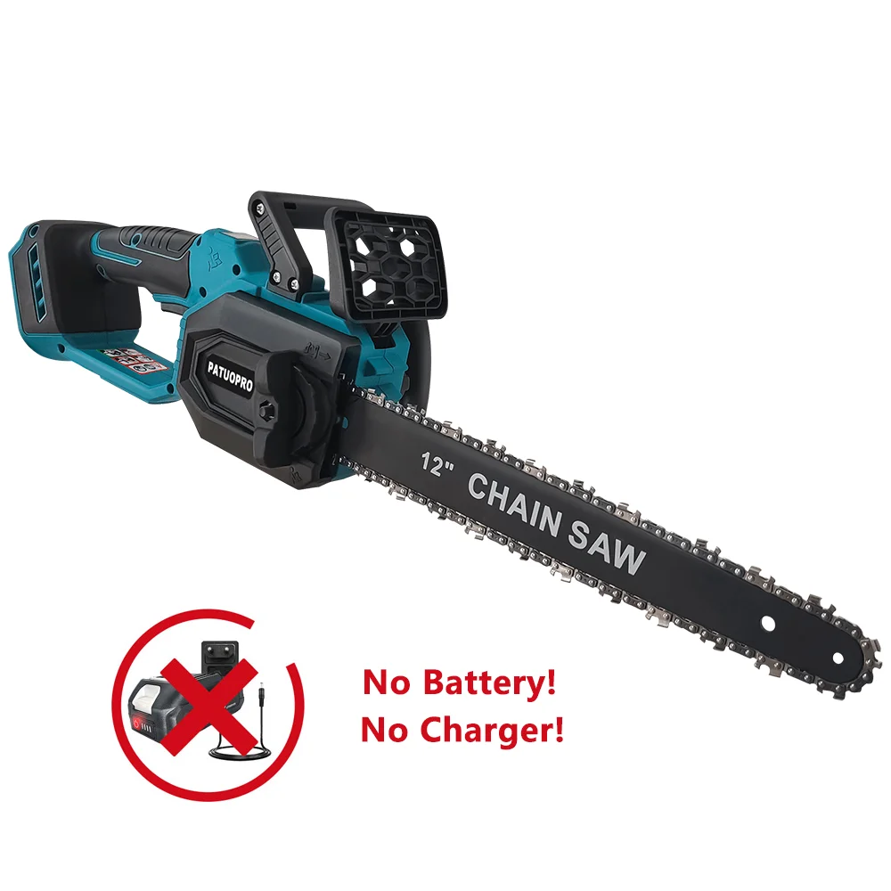 12 Inch Brushless Electric Chainsaw LED Display Cordless Saw Wood Logging Cutting Power Tools For Makita 18V Battery(No Battery)