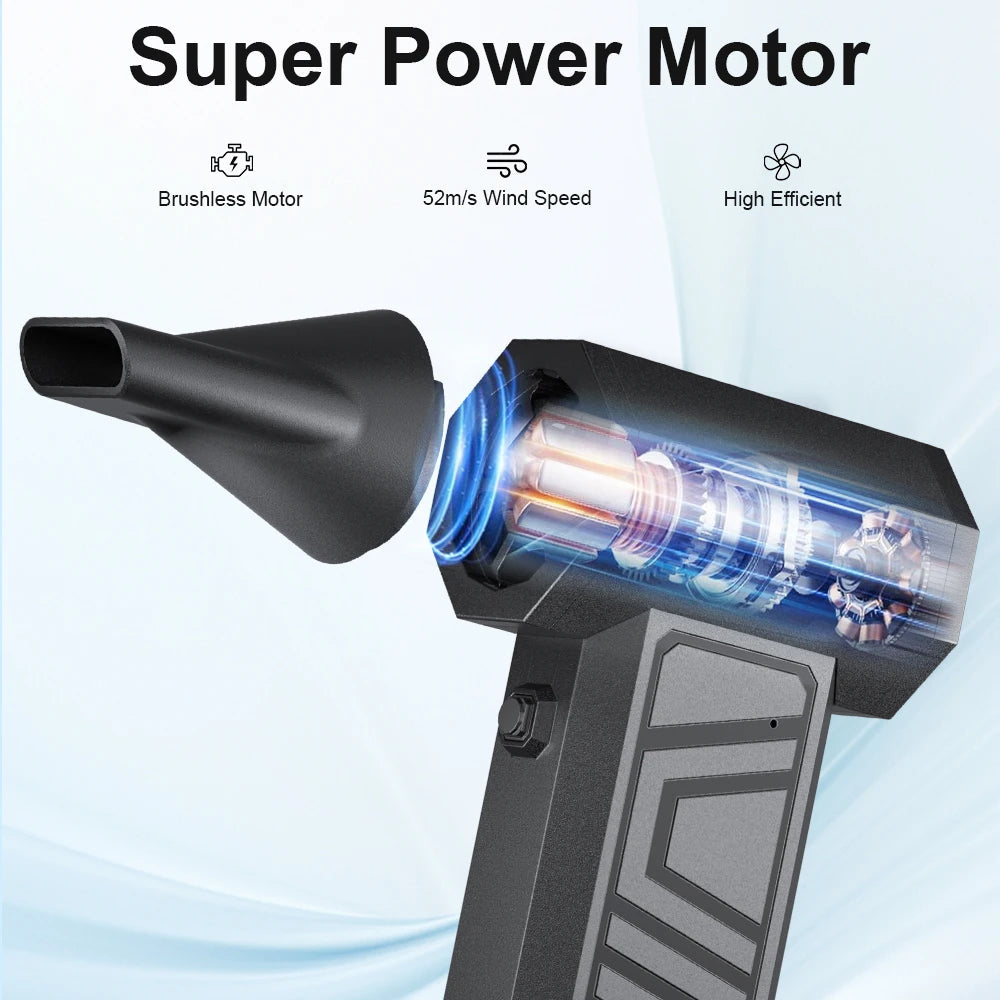 Type-C Charging Car Fan Cleaning Blower Tool 130000RPM Turbo Jet Fan 5 Outlet Nozzles Blowing Snow Electric Air Duster Portable